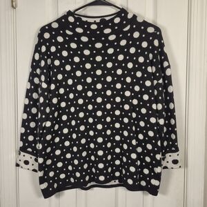 Pina Rossi Polka Dot Oversized Mock Neck Sweater Size M – Cozy Chic Knit Top